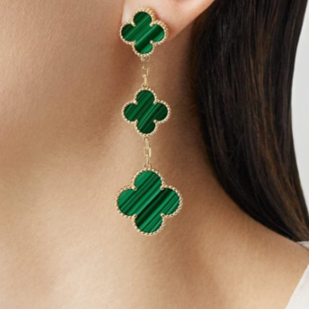 Clover Threes Earrings - green