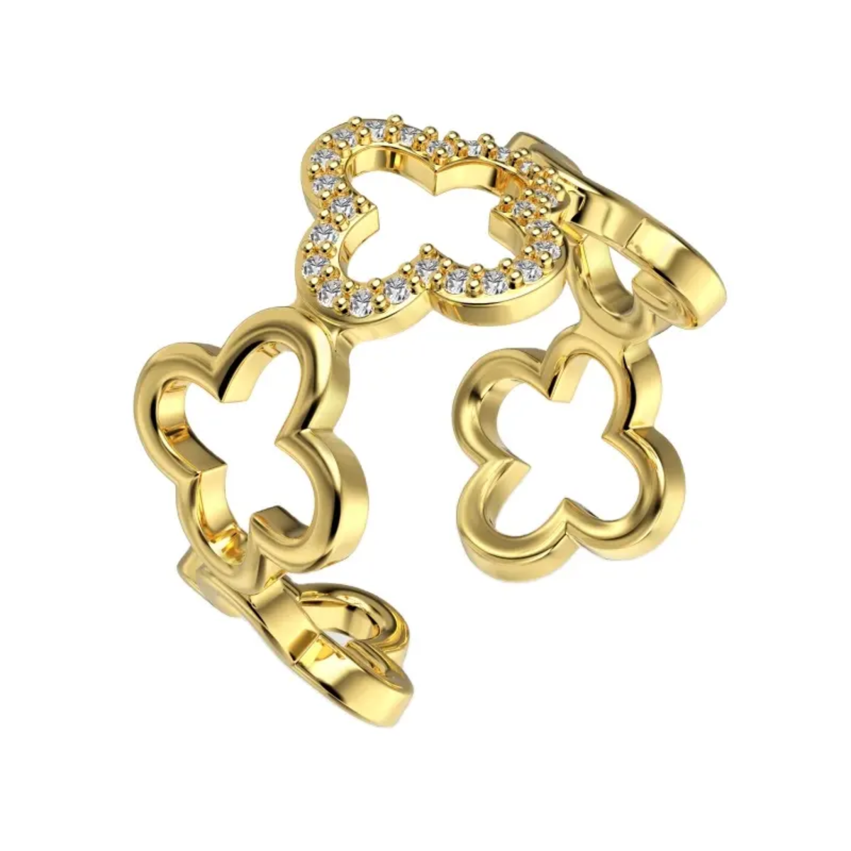 Anello con diamanti a forma di trifoglio