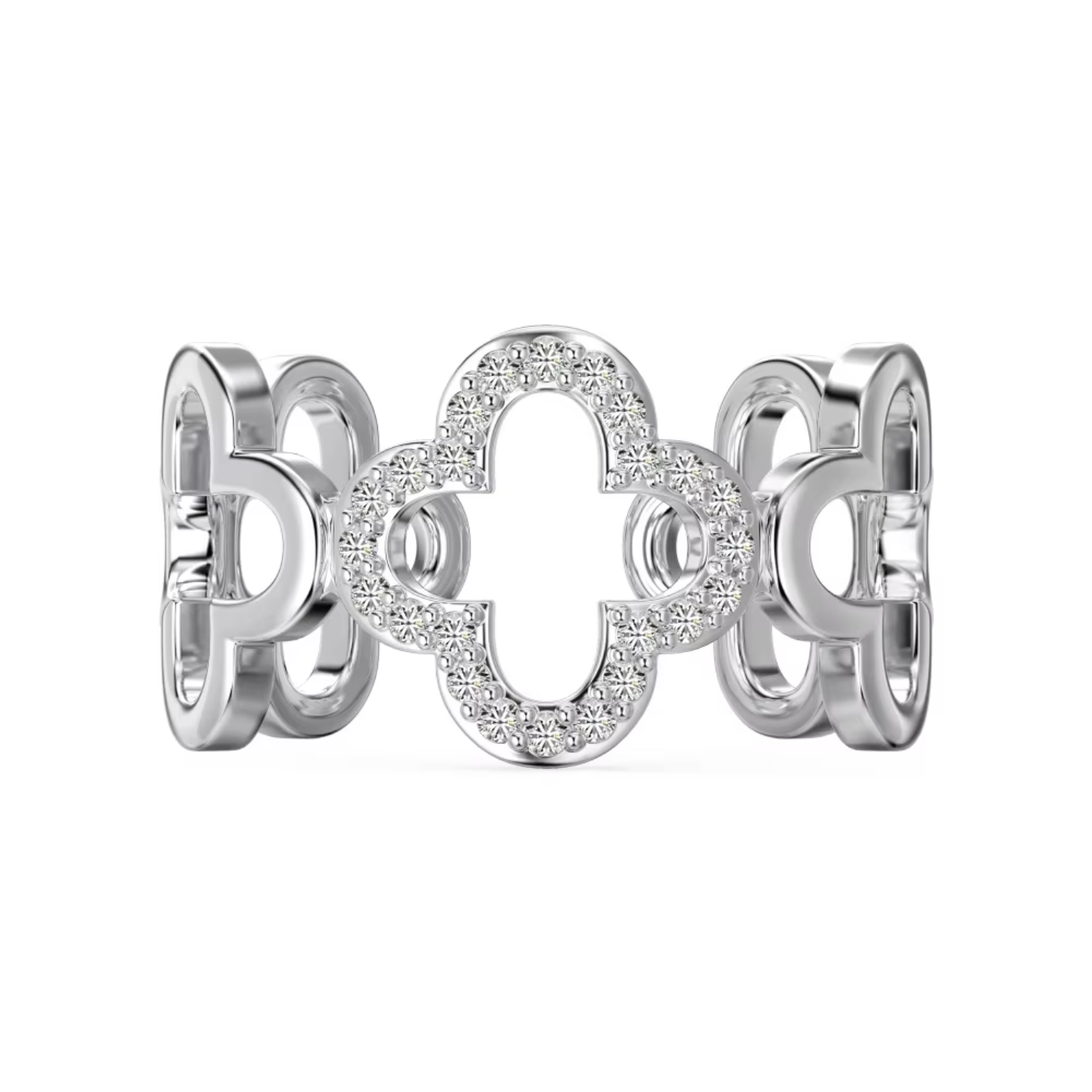 Anello con diamanti a forma di trifoglio