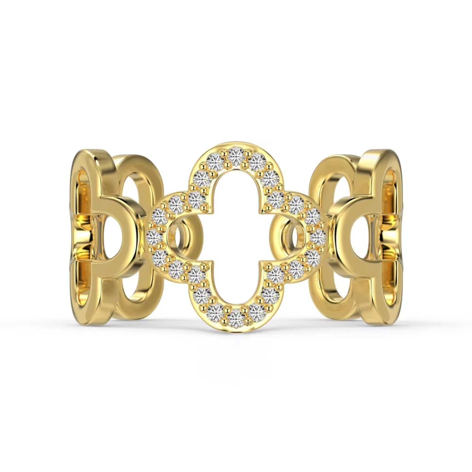 Anello con diamanti a forma di trifoglio
